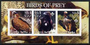 Eritrea 2002 Birds of Prey #2 imperf sheetlet containing set of 3 values each with Scouts Logo unmounted mint