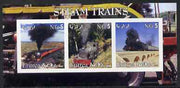 Eritrea 2002 Steam Locos #04 imperf sheetlet containing set of 3 values each with Rotary Logo unmounted mint