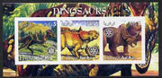 Eritrea 2002 Dinosaurs #04 imperf sheetlet containing set of 3 values each with Rotary Logo unmounted mint