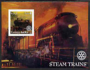 Eritrea 2002 Steam Locos #01 imperf m/sheet with Rotary Logo unmounted mint