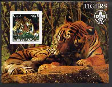 Eritrea 2002 Tigers imperf m/sheet with Scouts Logo unmounted mint