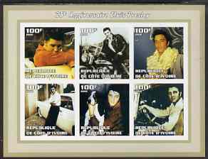 Ivory Coast 2002 Elvis Presley 25th Death Anniversary #1 imperf sheetlet containing 6 values unmounted mint