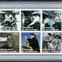 Ivory Coast 2002 Elvis Presley 25th Death Anniversary #2 imperf sheetlet containing 6 values unmounted mint