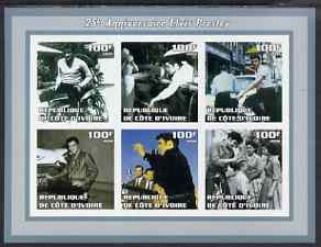 Ivory Coast 2002 Elvis Presley 25th Death Anniversary #2 imperf sheetlet containing 6 values unmounted mint