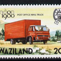 Swaziland 1980 London 1980 Post Office Truck 20c with wmk sideways inverted unmounted mint SG 356w*