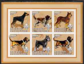 Ivory Coast 2002 Dogs #1 imperf sheetlet containing 6 values each with Scout logo unmounted mint