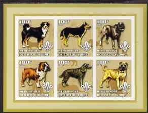Ivory Coast 2002 Dogs #2 imperf sheetlet containing 6 values each with Scout logo unmounted mint