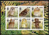 Mauritania 2002 Birds of Prey #8 imperf sheetlet containing 6 values (Owls) each with Scout logo unmounted mint