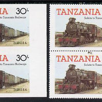 Tanzania 1985 Locomotive 3129 30s value (SG 433) unmounted mint imperf pair plus normal pair*