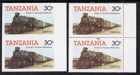 Tanzania 1985 Locomotive 3129 30s value (SG 433) unmounted mint imperf pair plus normal pair*