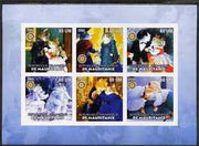 Mauritania 2002 Cartoon Cats #2 (blue border) imperf sheetlet containing 6 values each with Rotary logo, unmounted mint