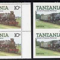 Tanzania 1985 Locomotive 3107 10s value (SG 431) unmounted mint imperf pair plus normal pair*