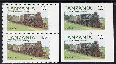 Tanzania 1985 Locomotive 3107 10s value (SG 431) unmounted mint imperf pair plus normal pair*