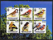 Mauritania 2002 Song Birds imperf sheetlet containing 6 values each with Scout logo unmounted mint