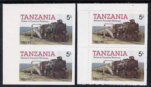 Tanzania 1985 Locomotive 3022 5s value (SG 430) unmounted mint imperf pair plus normal pair*