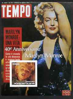 Benin 2003 40th Death Anniversary of Marilyn Monroe #02 - Tempo magazine imperf m/sheet unmounted mint