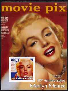 Benin 2003 40th Death Anniversary of Marilyn Monroe #05 - Movie Pix magazine imperf m/sheet unmounted mint