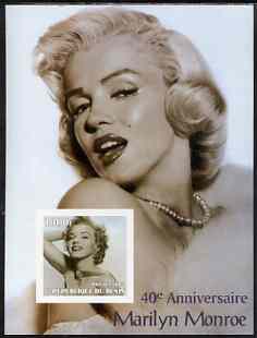Benin 2003 40th Death Anniversary of Marilyn Monroe #07 - Wearing Pearl Necklace imperf m/sheet unmounted mint