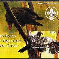 Congo 2004 Birds - Forets et Prairies de L'Est #2 (Vulture) imperf s/sheet with Scout Logo in background unmounted mint