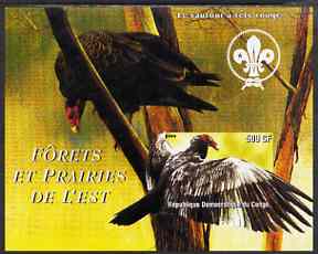 Congo 2004 Birds - Forets et Prairies de L'Est #2 (Vulture) imperf s/sheet with Scout Logo in background unmounted mint