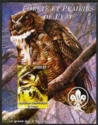 Congo 2004 Birds - Forets et Prairies de L'Est #3 (Owl) imperf s/sheet with Scout Logo in background unmounted mint