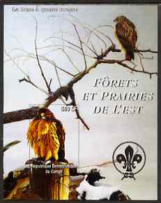 Congo 2004 Birds - Forets et Prairies de L'Est #1 (Bird of Prey) imperf s/sheet with Scout Logo in background unmounted mint