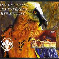 Congo 2004 Birds - Dans Une Valle des Pyrenees Espagnoles imperf s/sheet with Scout Logo in background unmounted mint