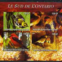 Congo 2004 Birds - Le Sud de L'Ontario imperf sheetlet containing 4 values unmounted mint