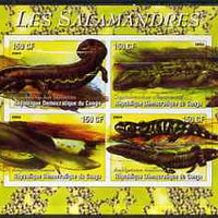 Congo 2004 Salamanders imperf sheetlet containing 4 values unmounted mint