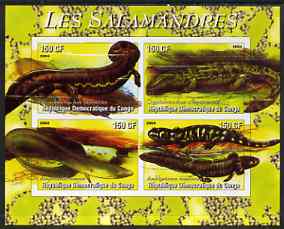 Congo 2004 Salamanders imperf sheetlet containing 4 values unmounted mint