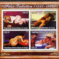 Congo 2004 Nude Paintings by Felix Vallotton imperf sheetlet containing 4 values, unmounted mint