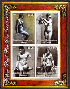 Congo 2004 Nude Paintings by Pierre Paul Prodhon imperf sheetlet containing 4 values, unmounted mint