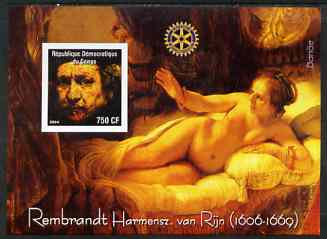 Congo 2004 Paintings by Rembrandt Harmensz van Rijn imperf souvenir sheet with Rotary Logo, unmounted mint
