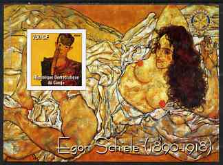 Congo 2004 Paintings by Egon Schiele imperf souvenir sheet with Rotary Logo, unmounted mint