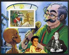 Benin 2003 Pinocchio imperf m/sheet #1 with portraits of Elvis & Walt Disney, unmounted mint