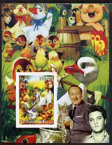 Eritrea 2003 'Ugly Duck' imperf m/sheet with portraits of Elvis & Walt Disney, unmounted mint