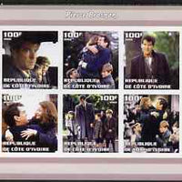 Ivory Coast 2002 Pierce Brosnan imperf sheetlet containing 6 values unmounted mint