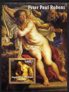 Congo 2005 Nude Paintings by Peter Paul Rubens I (vertical) imperf s/sheet unmounted mint
