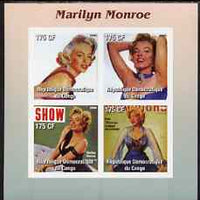 Congo 2003 Marilyn Monroe #1 imperf sheetlet containing 4 values unmounted mint