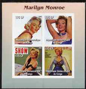 Congo 2003 Marilyn Monroe #1 imperf sheetlet containing 4 values unmounted mint