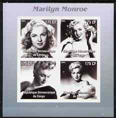 Congo 2003 Marilyn Monroe #2 imperf sheetlet containing 4 values (B&W) unmounted mint