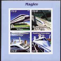 Congo 2003 The 'Maglev' Train imperf sheetlet containing 4 values unmounted mint