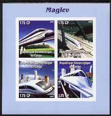 Congo 2003 The 'Maglev' Train imperf sheetlet containing 4 values unmounted mint