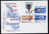Montserrat 1983 Manned Flight set of 4 opt'd 'Inaugural Flight' on specal illustrated flown flight cover signed by pilot, (see note after SG 589)