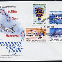 Montserrat 1983 Manned Flight set of 4 opt'd 'Inaugural Flight' on specal illustrated flown flight cover signed by pilot, (see note after SG 589)