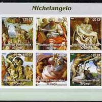 Congo 2003 Paintings by Michelangelo imperf sheetlet containing 6 values unmounted mint