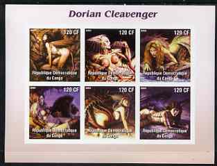 Congo 2003 Fantasy Nude Paintings by Dorian Cleavenger imperf sheetlet containing 6 values unmounted mint