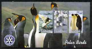 Gambia 2003 Polar Birds imperf sheetlet containing 3 values with Rotary logo, unmounted mint
