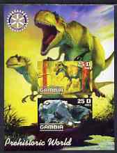 Gambia 2003 Prehistoric World imperf sheetlet containing 2 values with Rotary logo, unmounted mint