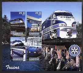 Gambia 2003 Modern Trains imperf sheetlet containing 4 values with Rotary logo, unmounted mint